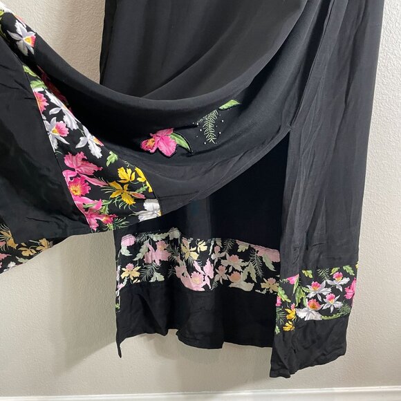 NEW We Be Bop Womens Plus 3X Black Rayon Sleeveless Maxi Dress Floral Embroidery - Picture 7 of 8